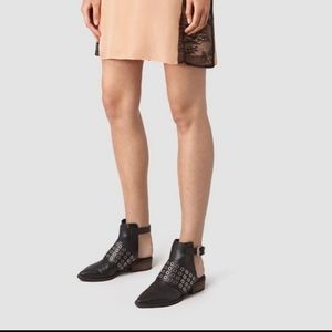 NWT All Saints Yannis cow leather ope back booties
